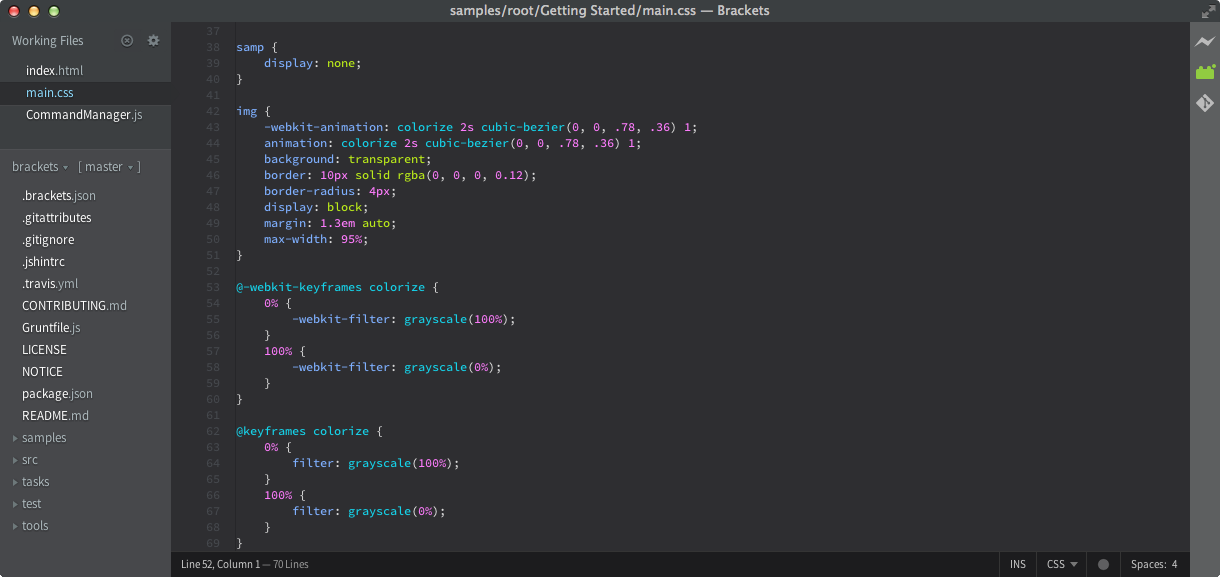 Brackets Haxe screenshot